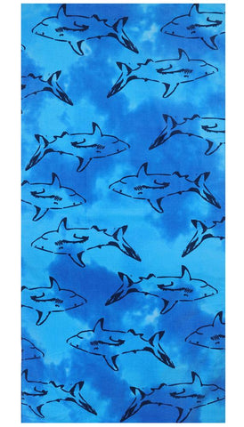 Tie Dye Sharks Cotton Velour Beach Towel