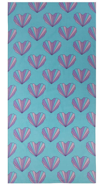 Mermaid Hearts Cotton Velour Beach Towel