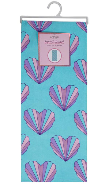 Mermaid Hearts Cotton Velour Beach Towel