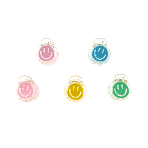 Girls Plastic Claw Clips with Smiley Face