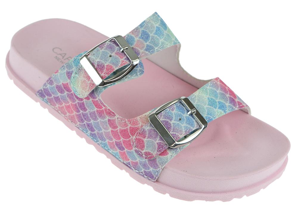 Girls Mermaid Scale Glitter Double Strap Sandals – Capelli New York