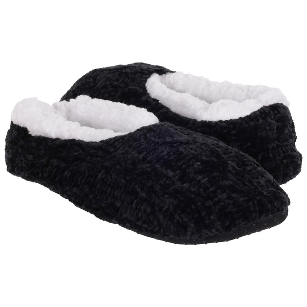 Ladies Cable Knit Chenille Pull on Slipper Socks