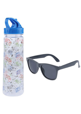Video Games Water Bottle with Sunglasses Set
