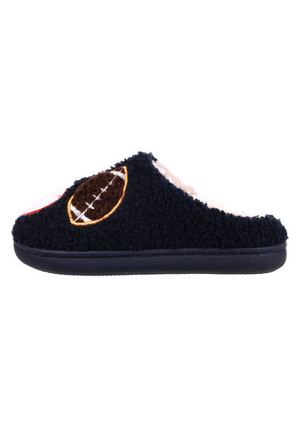 Boys Faux Berber Scuff with Sport Icons