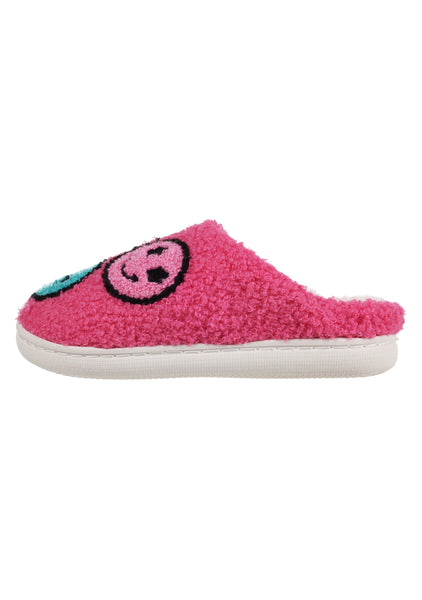 Girl Faux Berber Scuff with Smiley Face Applique