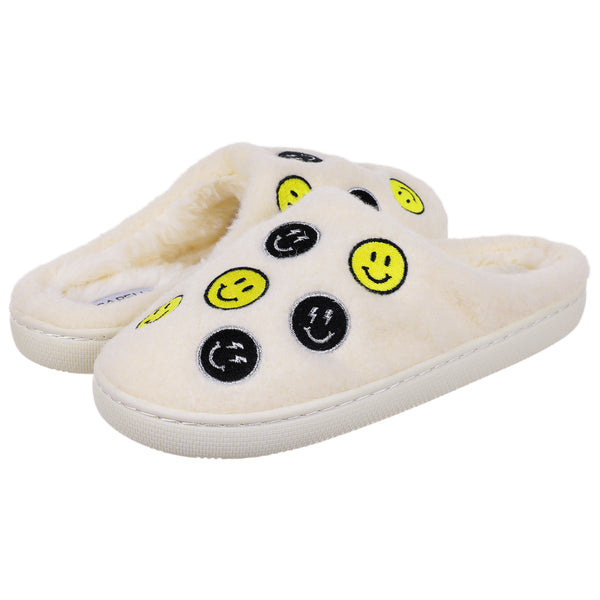 Ladies Wool Scuff with Multi Smiley Face Applique