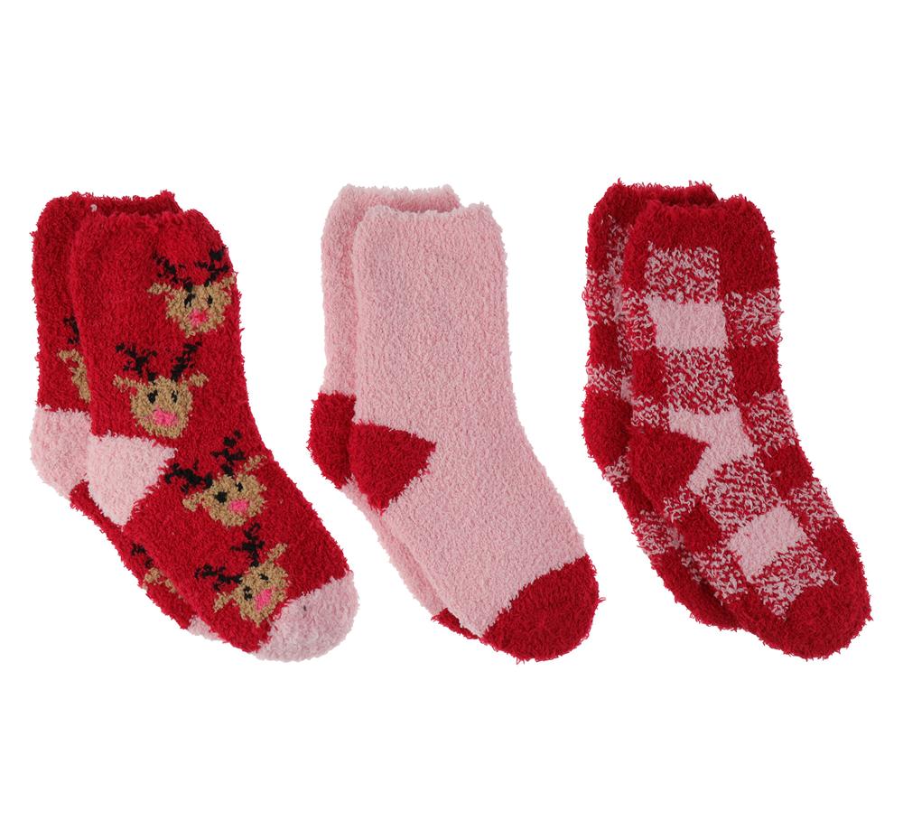 Holdiay Reindeer 3pk Cozy Slipper Socks – Capelli New York