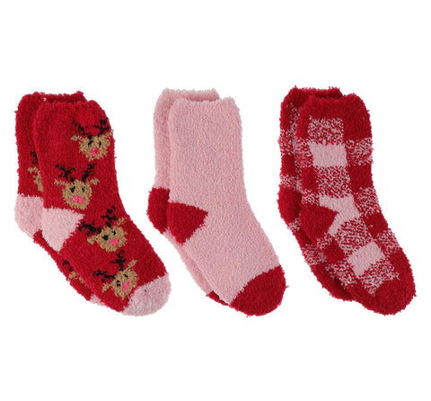 Holdiay Reindeer 3pk Cozy Slipper Socks