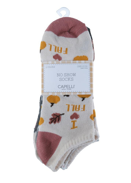 I Heart Fall 10 Pack No Show Socks