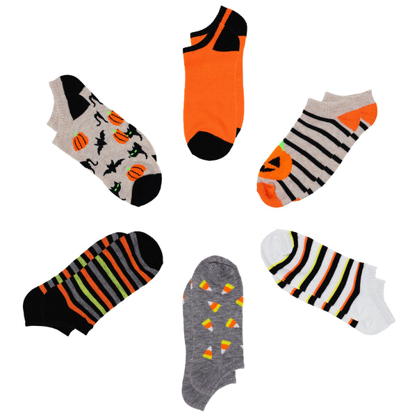 Halloween Terror No Show Socks with Ribbed Cuff