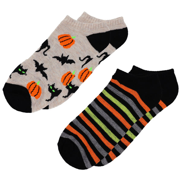 Halloween Terror No Show Socks with Ribbed Cuff