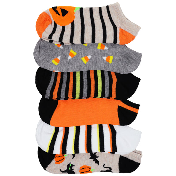 Halloween Terror No Show Socks with Ribbed Cuff