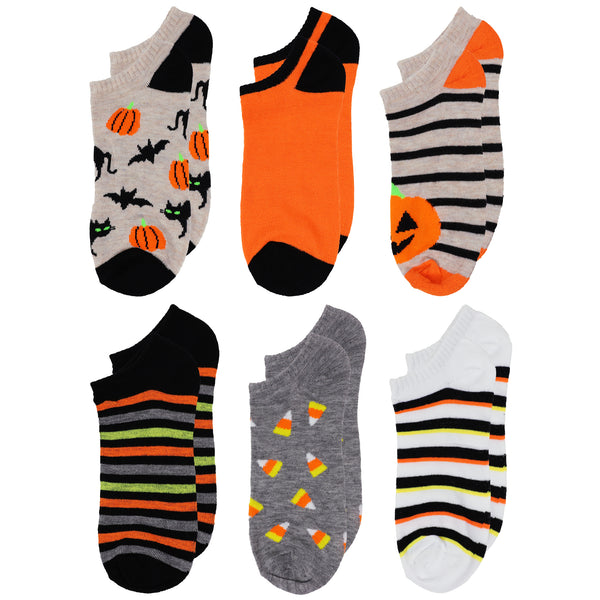 Halloween Terror No Show Socks with Ribbed Cuff