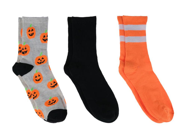 Happy Pumpkins 3 Pack Ribbed Crew Socks