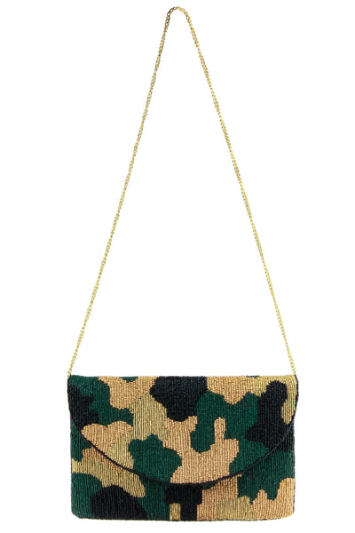 Ladies Camouflage Beaded Clutch