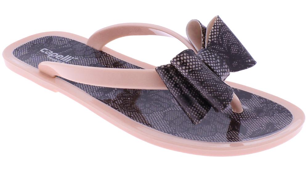 Ladies Blush Floral Pom Opaque Jelly Flip Flops Capelli New York