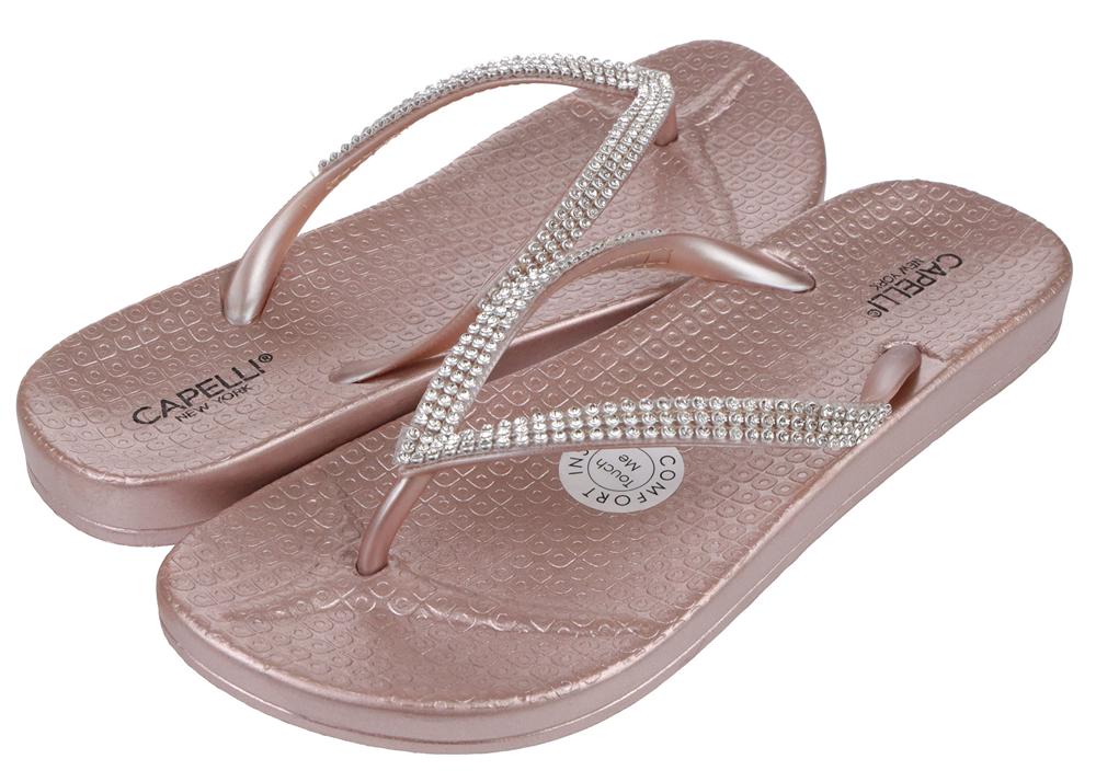 Ladies Fashion Flip Flops with Rhinestone Trim – Capelli New