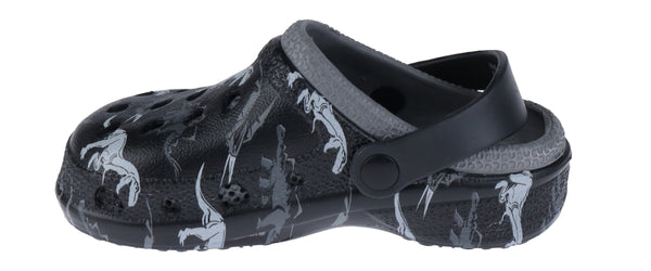 Boys Two Tone Dino Printed Injected EVA Clog with Backstrap