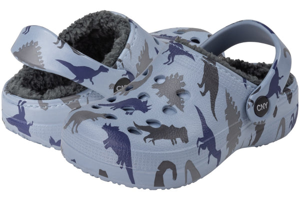 Toddler Boys Allover Dino Printed Injected EVA Clog with Faux Berber Lining