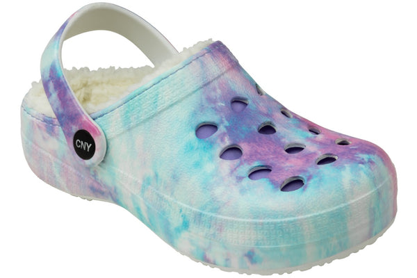 Girls Watercolor Printed Injected EVA Clog with Berber Lining