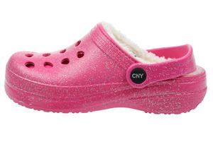 Girls Allover Glitter Injected EVA Clog with Faux Berber Lining