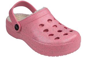 Girls Allover Glitter Injected EVA Clog with Faux Berber Lining