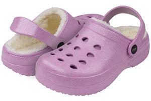 Girls Allover Glitter Injected EVA Clog with Faux Berber Lining