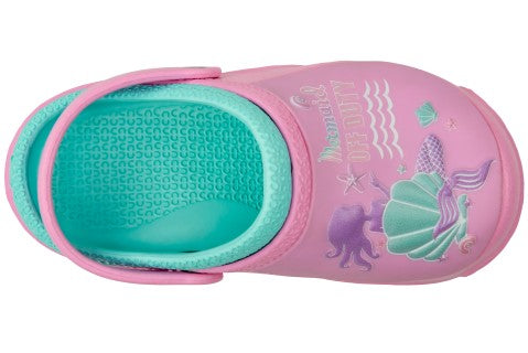 Girls Mermaid Off Duty Printed EVA Two-Tone Clog with Backstrap