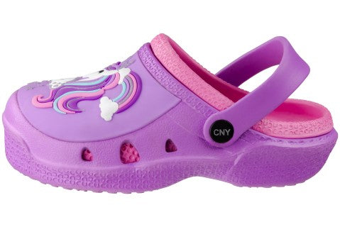 Girls Injected EVA Two Tone Clog with Dreamy Unicorn Patch
