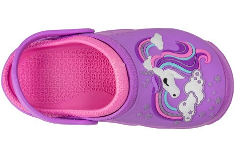 Girls Injected EVA Two Tone Clog with Dreamy Unicorn Patch