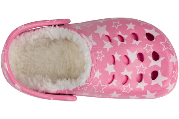 Girl Star Printed Injected EVA Clog with Faux Berber Lining