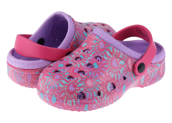Girls Tie Dye Hearts Printed Injected EVA Two Tone Clog
