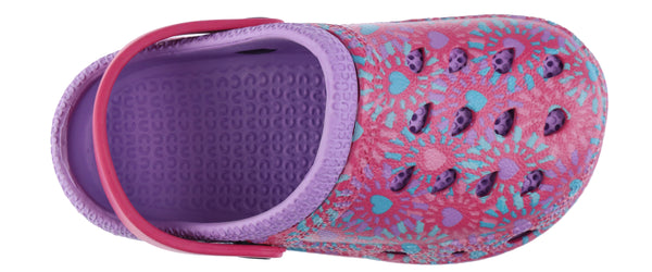 Girls Tie Dye Hearts Printed Injected EVA Two Tone Clog