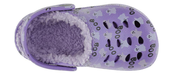 Toddler Girl Glow in the Dark Ghost Printed Injected EVA Clog with Faux Berber Lining