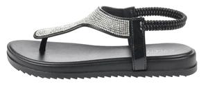 Ladies Opaque Jelly Sandal with Gem Trim and Elastic Back