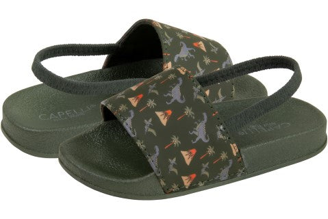 Toddler Boys Dinosaur Printed Slide with Elastic Backstrap