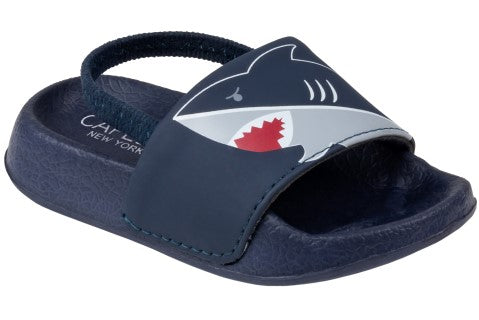 Toddler Boys Shark Printed Slide with Elastic Backstrap