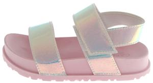Toddler Girls Glitter Holographic Faux Leather Double Strap Upper with Velcro Trim