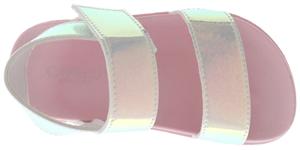 Toddler Girls Glitter Holographic Faux Leather Double Strap Upper with Velcro Trim