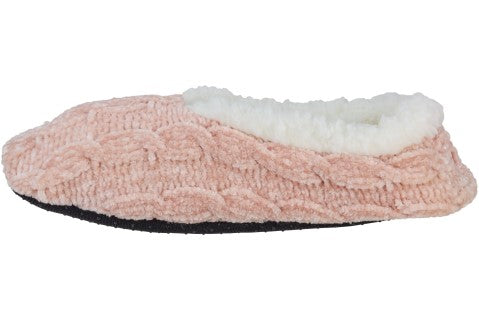 Ladies Cable Knit Chenille Pull on Slipper Socks