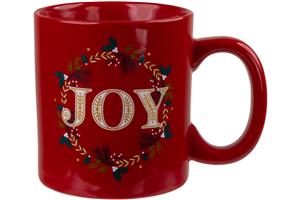 Joy Wreath Print Wide Can Mug