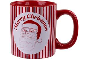 Retro Santa Wide Can Mug with Stripes