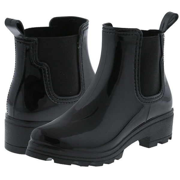 Ladies Jodhpur Rain Boot with Shiny Upper and Elastic Gores