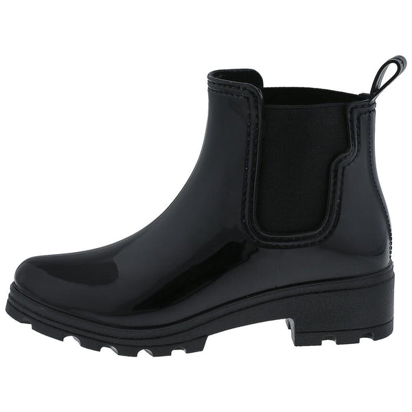 Ladies Jodhpur Rain Boot with Shiny Upper and Elastic Gores