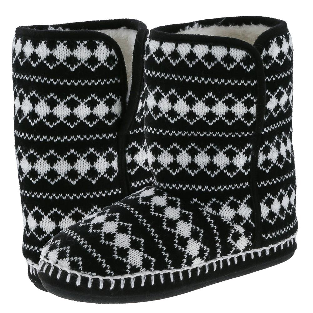 Ladies Black Diamond Knit Slipper Boot – Capelli New York