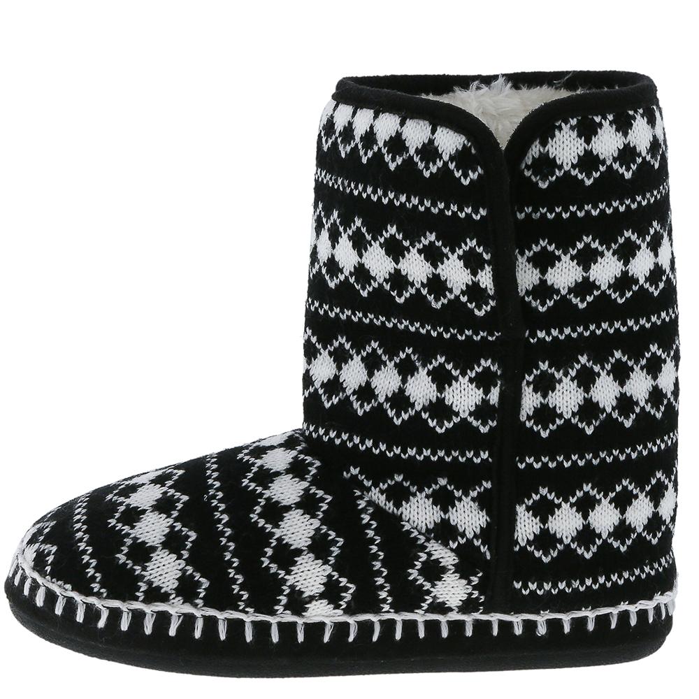 Ladies Black Diamond Knit Slipper Boot – Capelli New York
