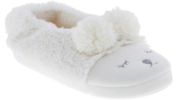 Ladies Faux Fur Sleeping Lamb Moccasin Slipper