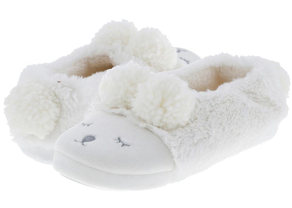 Ladies Faux Fur Sleeping Lamb Moccasin Slipper