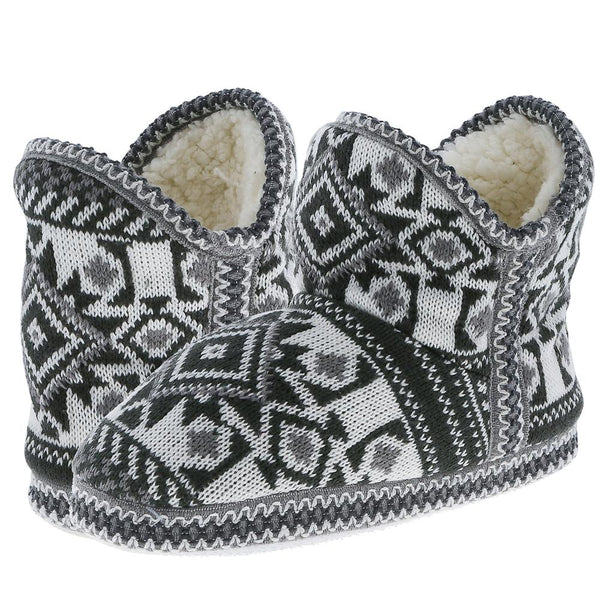 Ladies Tribal Knit Slipper Boot