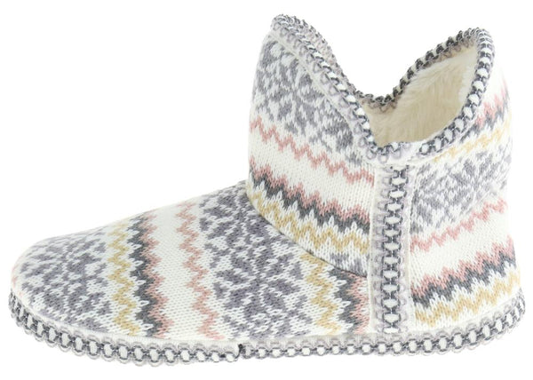 Ladies Fairisle Knit Slipper Boot